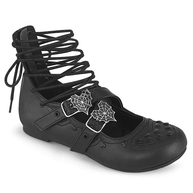 Flats with floral chic weaves-Demonia Daisy-11