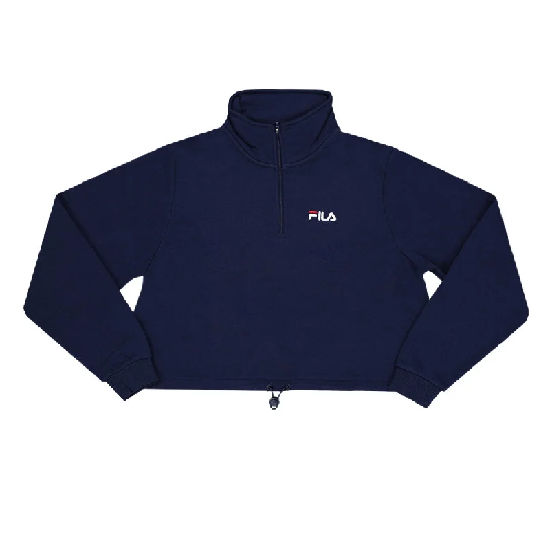 Hoodies & sweatshirts with organic polyester warmth-FILA - Women's Rylee 1/2 Zip Sweatshirt (LW037998 410)