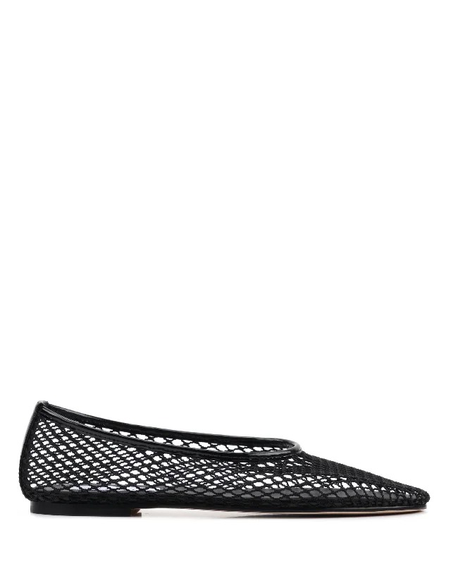 Flats with striped chic style-Marylan Black Fish Net