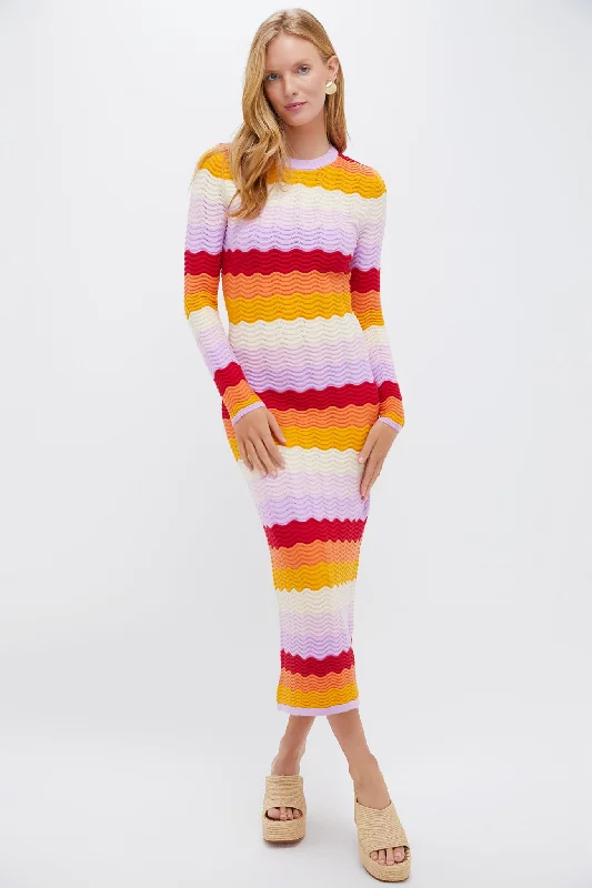 Bright sundresses-Sunset Stripe Montego Knit Maxi Dress