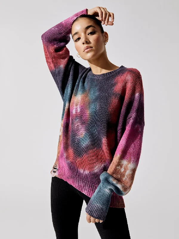 tie-dye tops for a retro vibe-Anabelle Slouchy Sweater - Jewel Dye