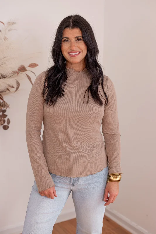 cardigan tops for versatile layering-All Better Tan Knit Top