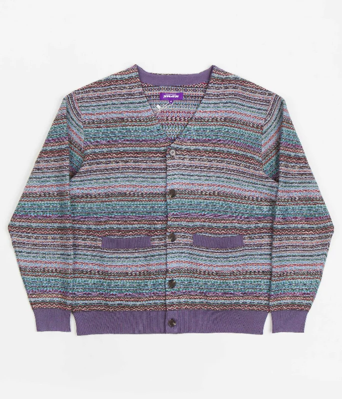 Hoodies & sweatshirts with crew neck cozy style-Fucking Awesome Dill Painting Intarsia Cardigan - Purple