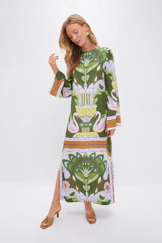 Traditional silk mini dresses-Green Multicolor Print Lilian Dress