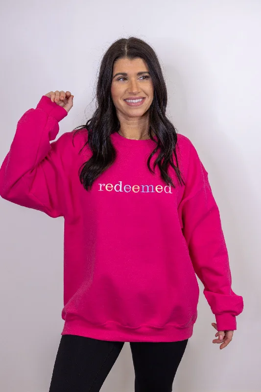 Hoodies & sweatshirts with pastel shade elegance-Redeemed Colorful Pink Sweatshirt