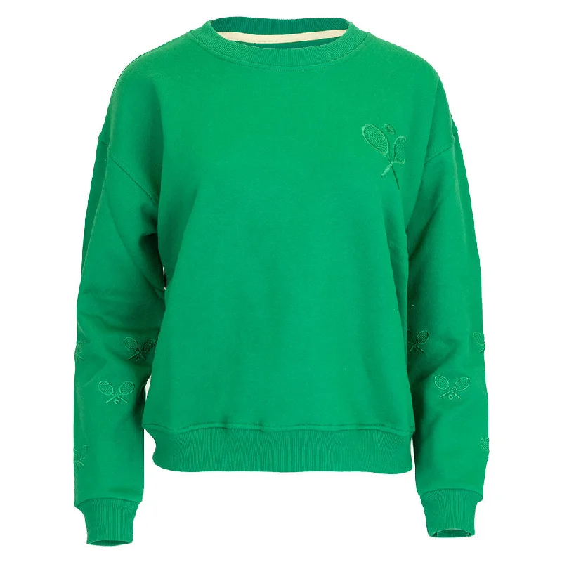 Hoodies & sweatshirts with solid pastel weaves-Women`s The Sleeves Tennis Sweatshirt Green