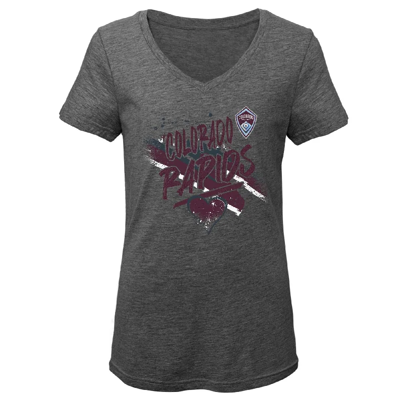 chic off-shoulder tops for trendy vibes-Rapids Girls Slogan Swag Heart Tee