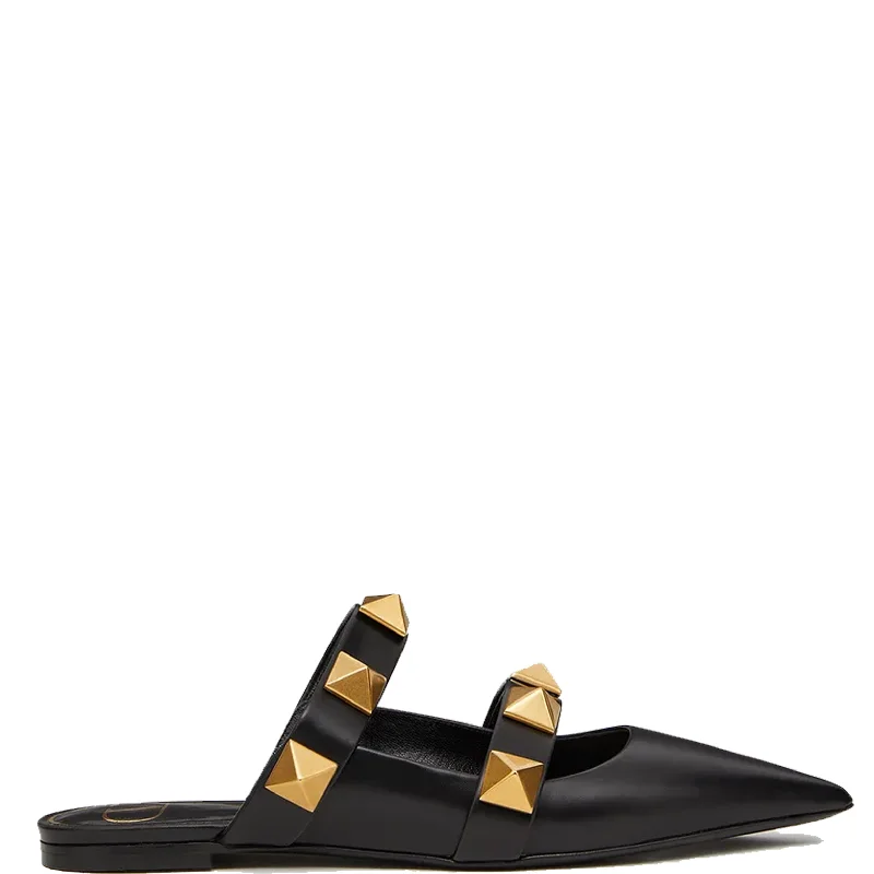 Flats with budget-friendly pricing packs-Roman Stud Point Mule, Black