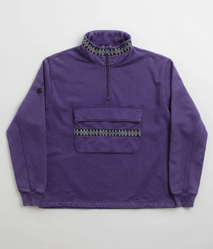 Hoodies & sweatshirts with striped modern style-The Trilogy Tapes Pulse Tape Funnel Neck Sweatshirt - Purple