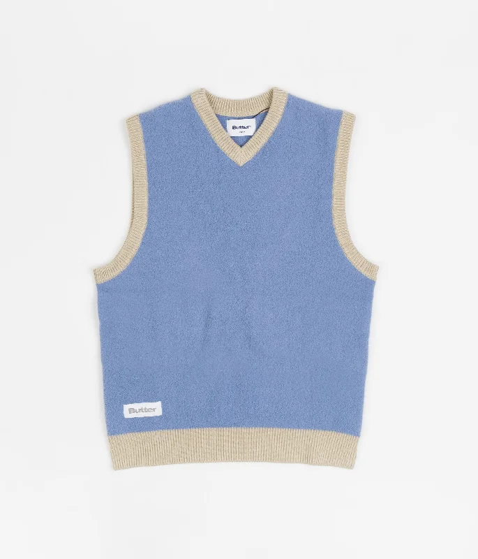 Hoodies & sweatshirts with wool stylish warmth-Butter Goods Mohair Knitted Vest - Dusk Blue