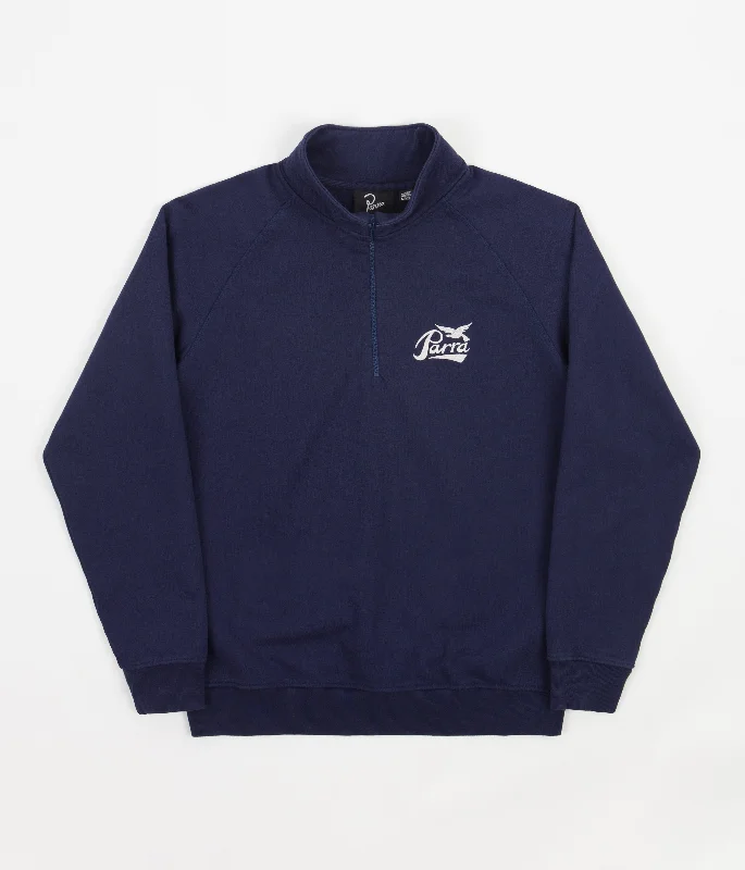 Hoodies & sweatshirts with budget bulk discounts-by Parra Pencil Bird Half Zip Sweatshirt - Blue