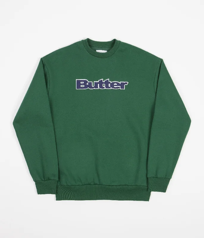 Hoodies & sweatshirts with mesh soft weave-Butter Goods Logo Crewneck Sweatshirt - Forest Green