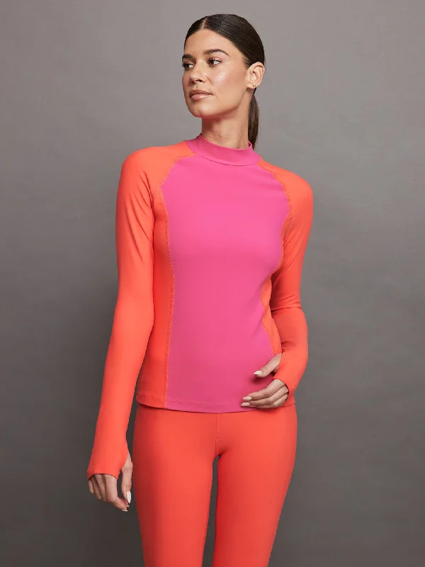 t-shirt tops for everyday comfort-Colorblock Run Top in Melt - FUCHSIA PURPLE CAYENNE