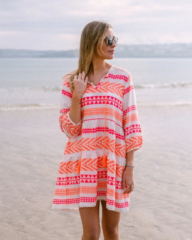 Bold geometric maxi dresses-Betty Beach Dress Pink