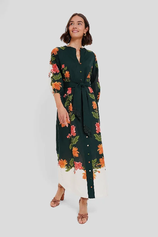 Long sleeve maxi dresses-Hunter Bloom Iris Maxi Dress