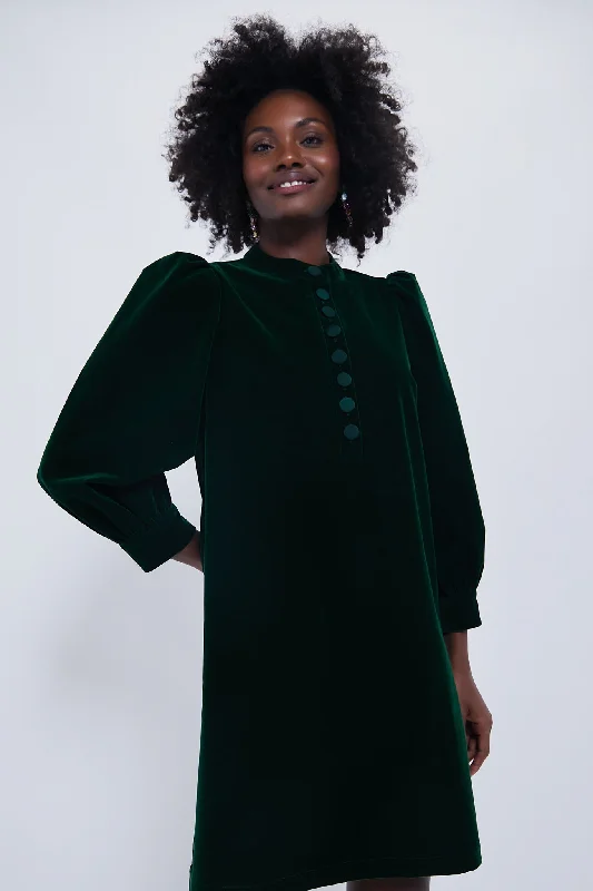 Edgy leather maxi dresses-Hunter Green Velvet Samantha Dress