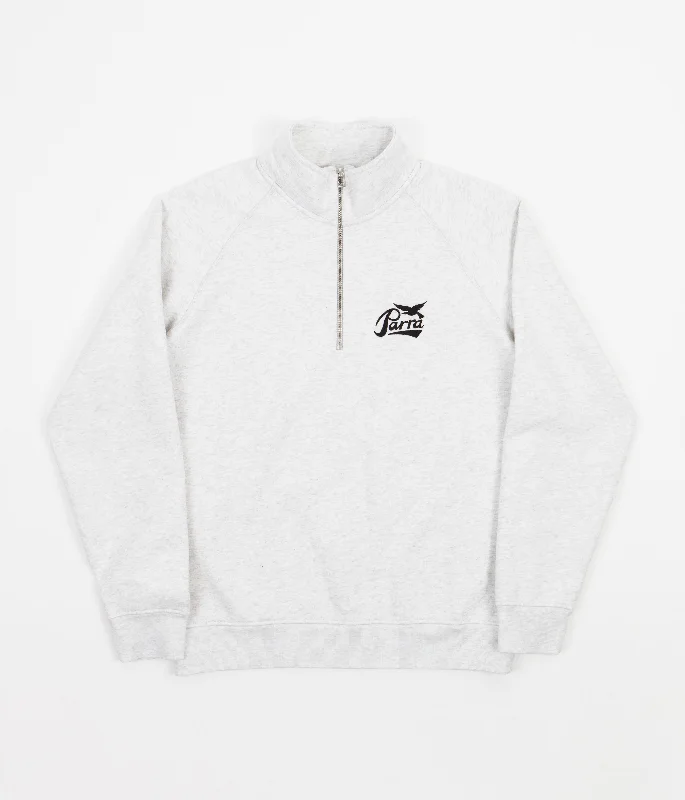 Hoodies & sweatshirts with microfiber durable finish-by Parra Pencil Bird Half Zip Sweatshirt - Ash Grey