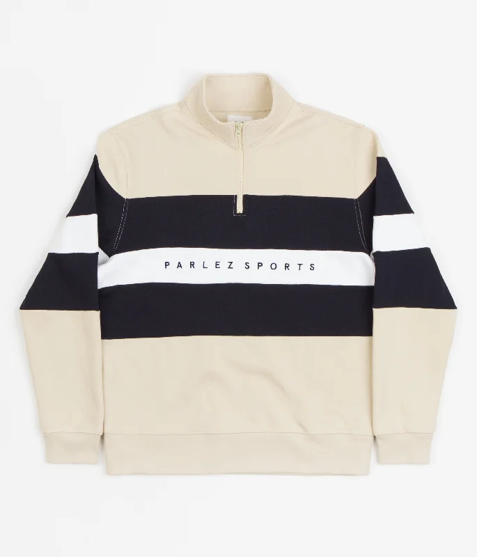 Hoodies & sweatshirts with graphic modern patterns-Parlez Aback Quarter Zip Sweatshirt - Ecru