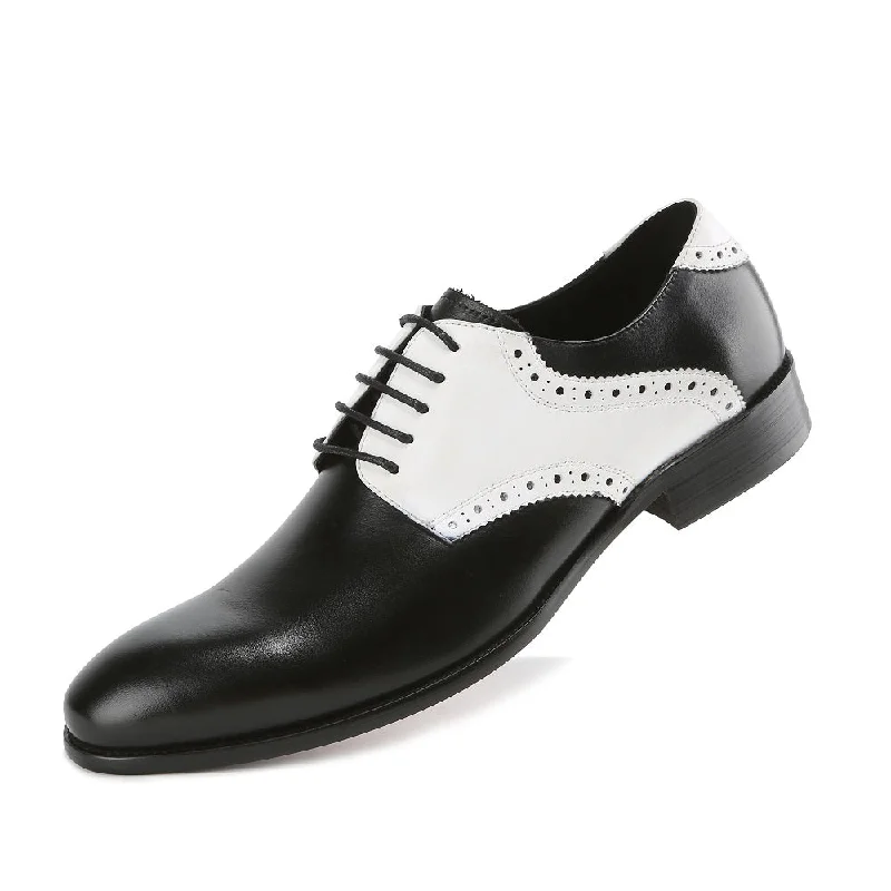 Sexy backless maxi dresses-Gino Vitale Men's Handcrafted Genuine Leather Brogue Contrast Dress Shoe