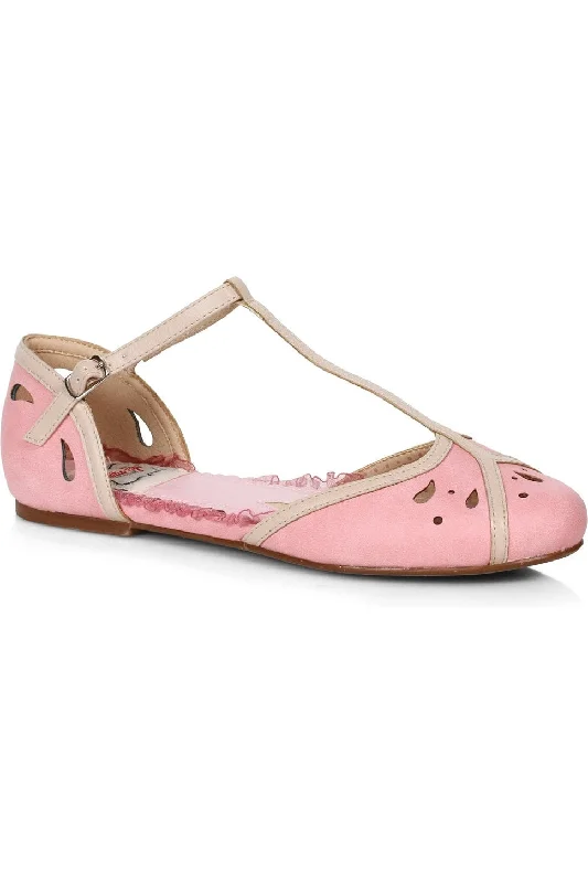 Flats with canvas breathable durability-Bettie Page Katie Flat | Pink Faux Leather