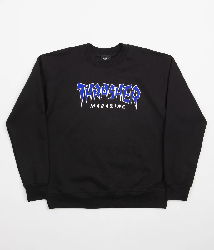 Hoodies & sweatshirts with polyester soft lining-Thrasher Jagged Logo Crewneck Sweatshirt - Black