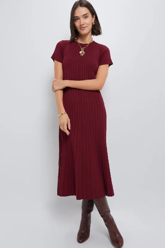 Elegant satin maxi dresses-Oxblood Knit Murphy Swing Dress