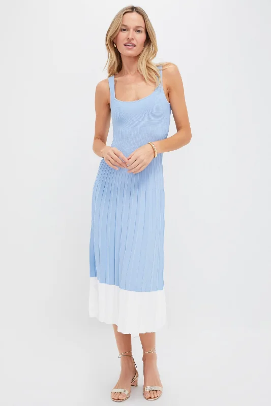 Soft linen dresses-Clear Blue and White Ellison Dress