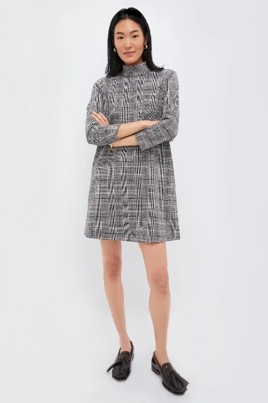 Bold plaid midi dresses-Brown Plaid Mod Ellie Dress