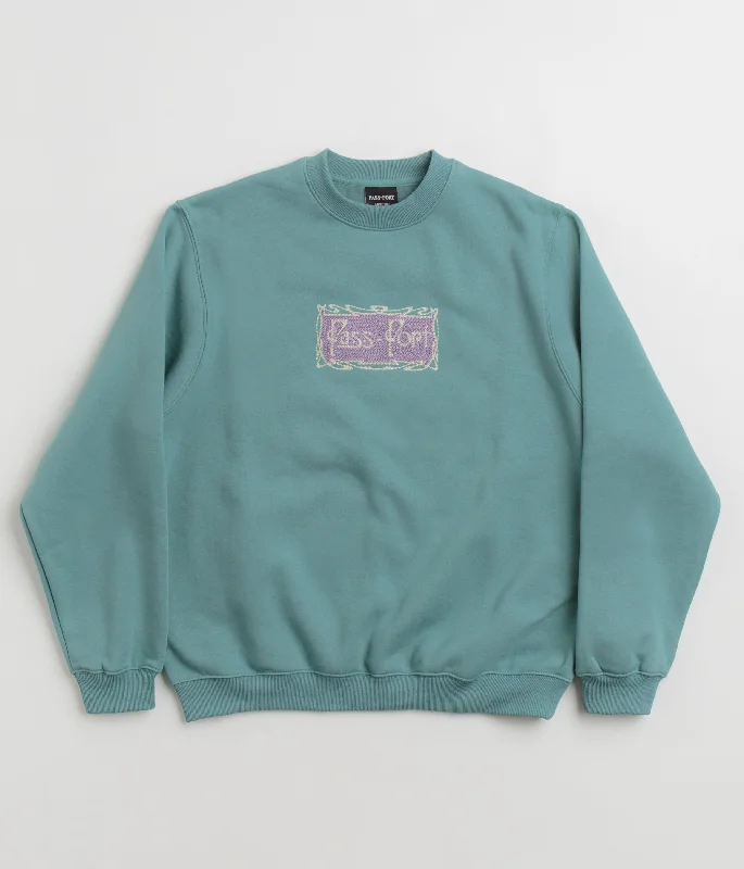 Hoodies & sweatshirts with washable polyester durability-Pass Port Plume Crewneck Sweatshirt - Washed Out Teal