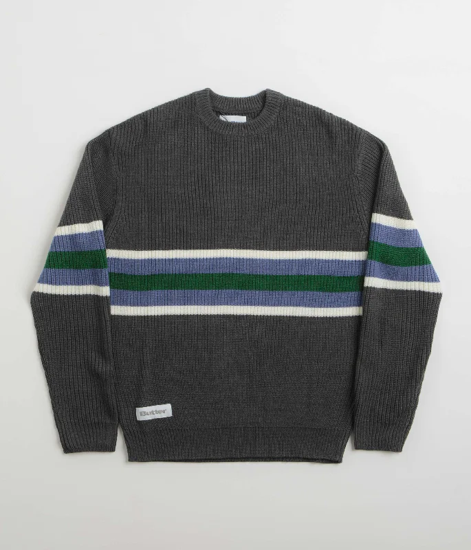 Hoodies & sweatshirts with recycled cotton softness-Butter Goods Stripe Knitted Sweatshirt - Charcoal