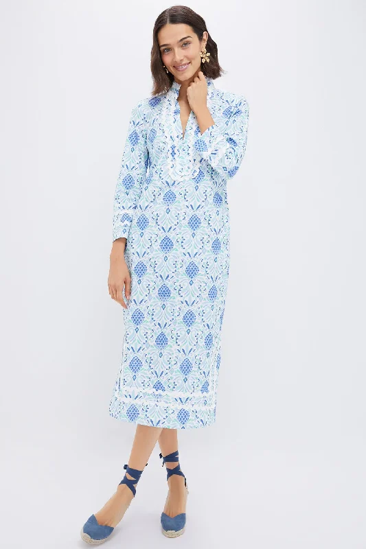 Sparkly cocktail dresses-Pineapple Print Longsleeve Classic Midi Tunic