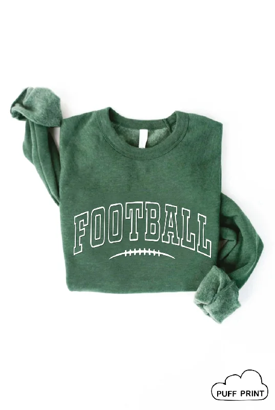 Hoodies & sweatshirts with organic polyester warmth-Football Puff Print Graphic Sweatshirt