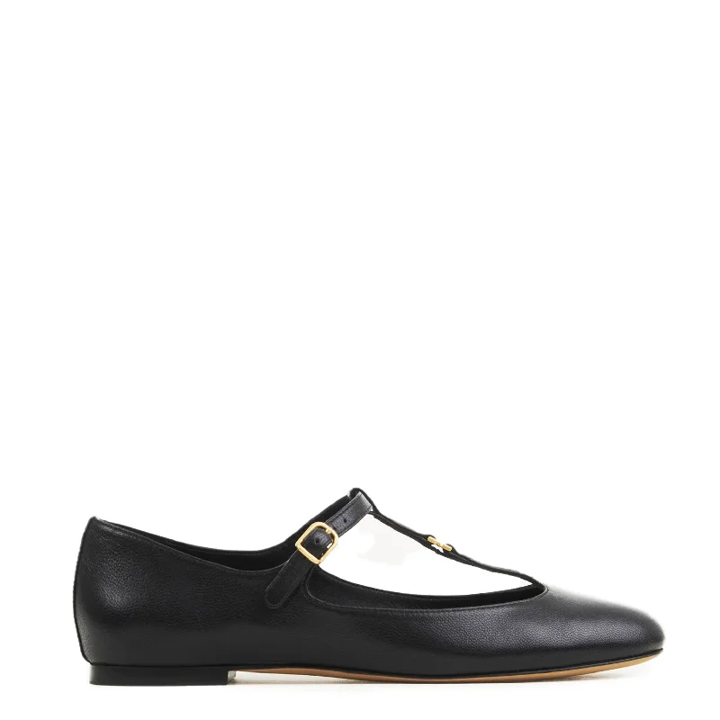 Flats with sustainable rubber fibers-Marcie T Ballet Flats, Black