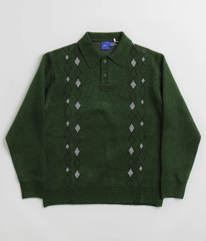 Hoodies & sweatshirts with affordable bulk pricing-Helas Apres-Ski Polo Knit Sweatshirt - Green