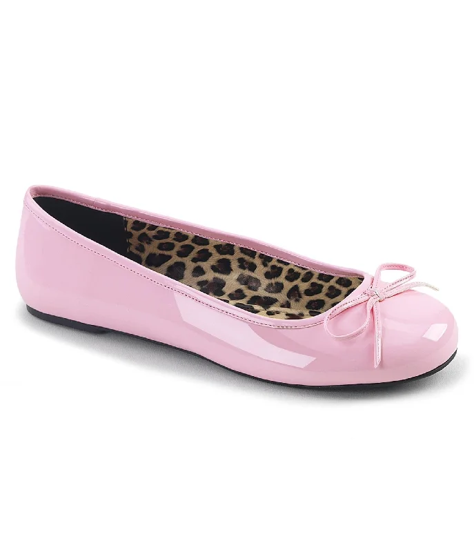 Flats with deep garnet richness-Light Pink Patent Leatherette Flats