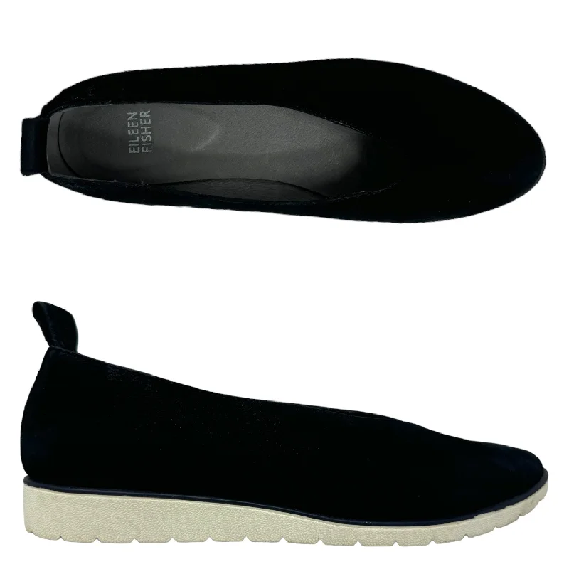 Flats with hypoallergenic canvas-Humor Suede Slip On Flats By Eileen Fisher In Black, Size: 9