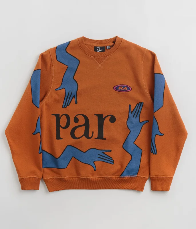 Hoodies & sweatshirts with organic polyester comfort-by Parra Early Grab Crewneck Sweatshirt - Sienna Orange