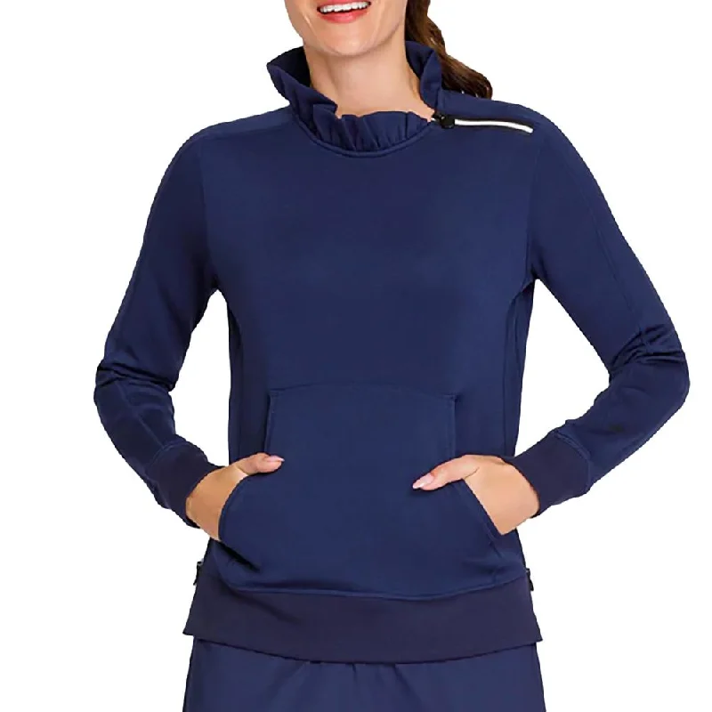 Hoodies & sweatshirts with washable jersey durability-Women`s Condoleezza Long Sleeve Tennis Sweatshirt Navy Blue