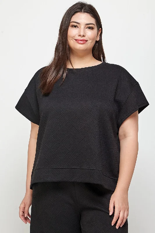 trendy high-neck tops for stylish wear-My Heart Textured Black Top