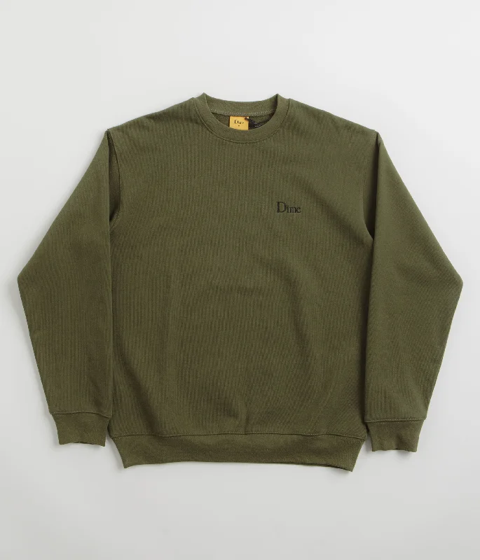 Hoodies & sweatshirts with mesh lightweight weave-Dime Classic Small Logo Crewneck Sweatshirt - Dark Olive