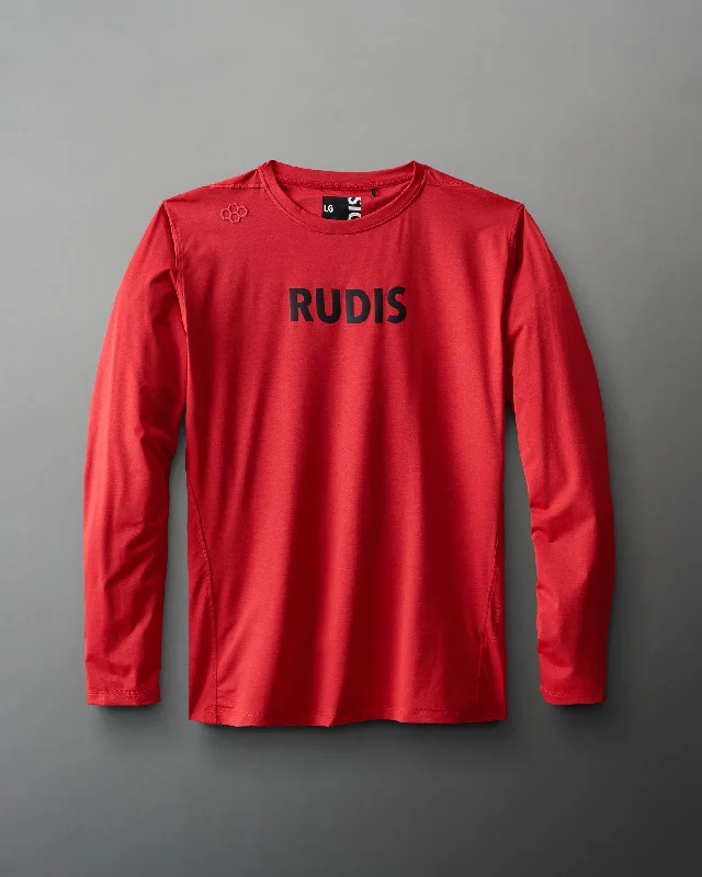 oversized sweater tops for comfortable wear-RUDIS Wordmark Performance Heather Long Sleeve