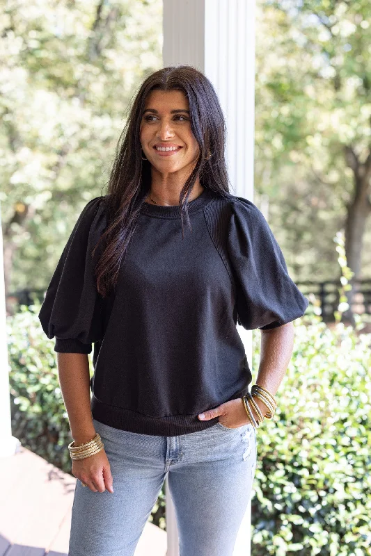 casual tunic tops for comfortable wear-The Everyday Black Top