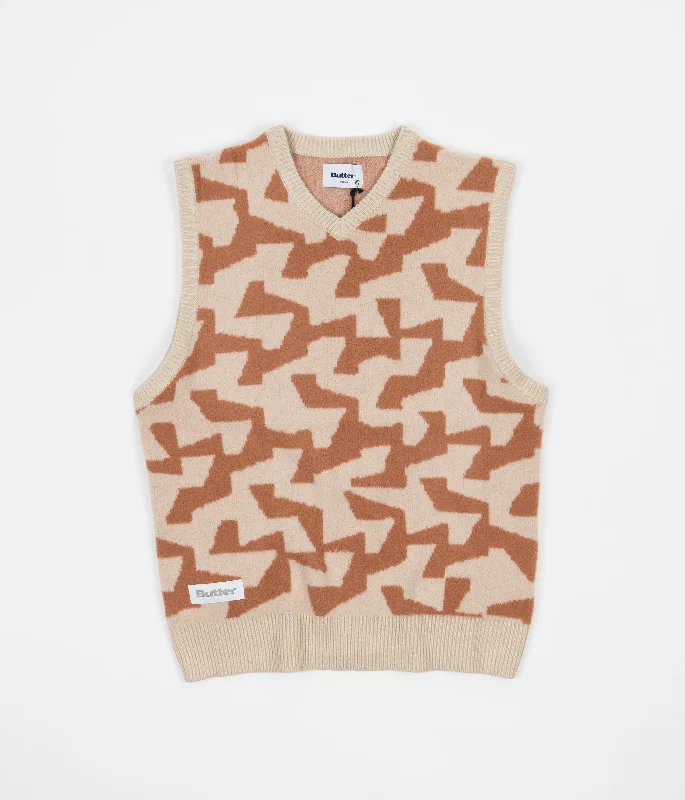 Hoodies & sweatshirts with light fleece texture-Butter Goods Mohair Knitted Vest - Brown / Tan