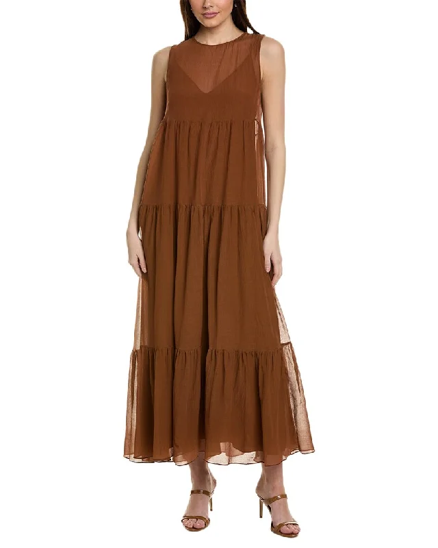 Elegant high-low maxi dresses-Max Mara Studio Fago Silk-Blend Maxi Dress