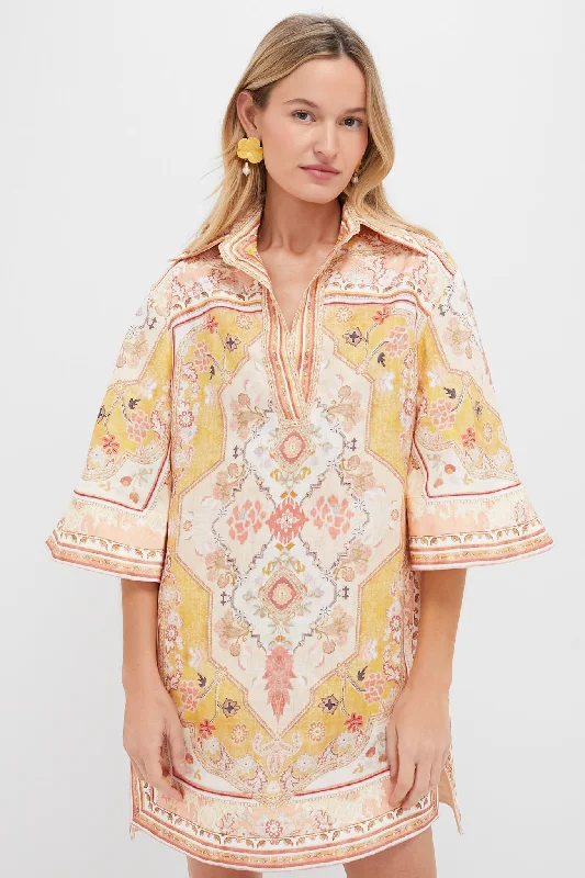 Lightweight summer dresses-Mustard Multi Wylie Tunic Dress