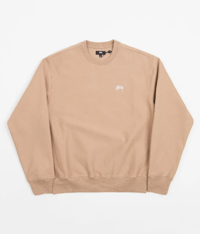 Hoodies & sweatshirts with thermal plush padding-Stussy Stock Logo Crewneck Sweatshirt - Tan