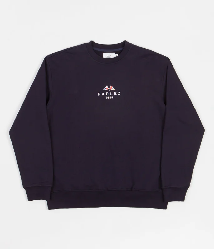 Hoodies & sweatshirts with washable polyester durability-Parlez Iroko Crewneck Sweatshirt - Navy