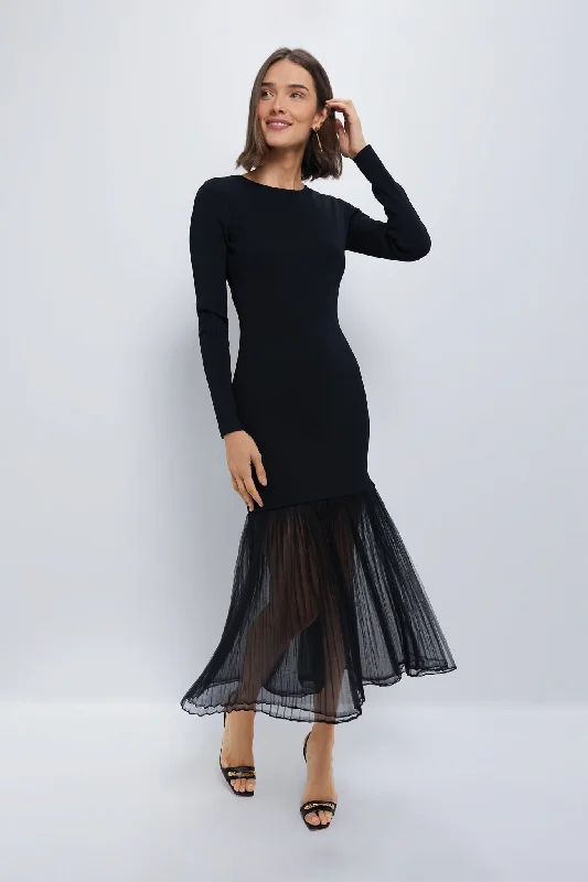 Cozy knit midi dresses-Black Knit Gwendolyn Maxi Dress