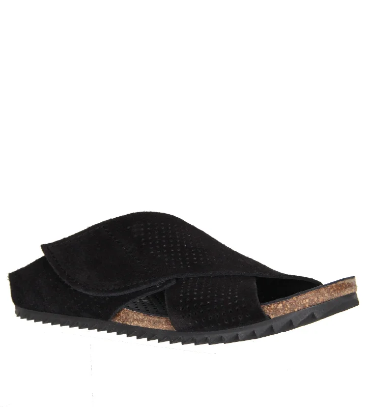 Flats with polka dot cozy appeal-Alena Suede, Black