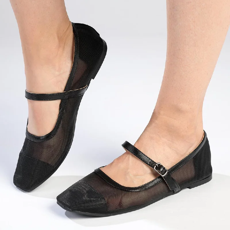 Flats with suede elegant texture-Madison Jackie Mesh Pump - Black